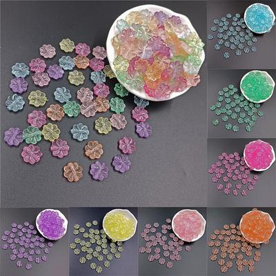 40 Stück 12 mm Acryl klar matt Blumen lose Perlen Anhänger Halskette Armband DIY für Schmuckherstellung