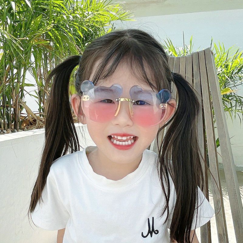 Summer Girl Boys Cute Kids Rimless Sunglasses Animal Cartoon Bear Children Baby Outdoor Sun Glasses Lunette Soleil Enfant