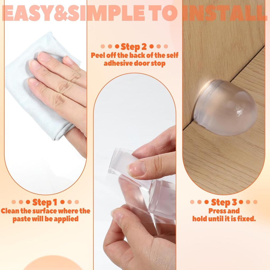Transparent Door Stopper Self Adhesive Door Holder Catch Floor Mounted Door Stop for Protection of Wall and Furniture
