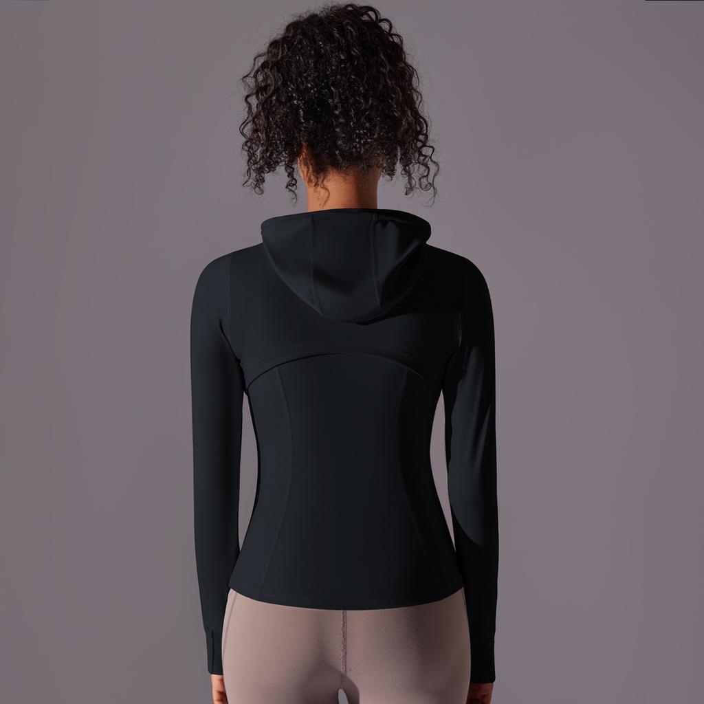Outdoor Sun Protection Clothes, Tight Fitting Sports Running Fitness Tops, Yoga Clothes, UV Resistant Breathable Hooded Zipper Jacket