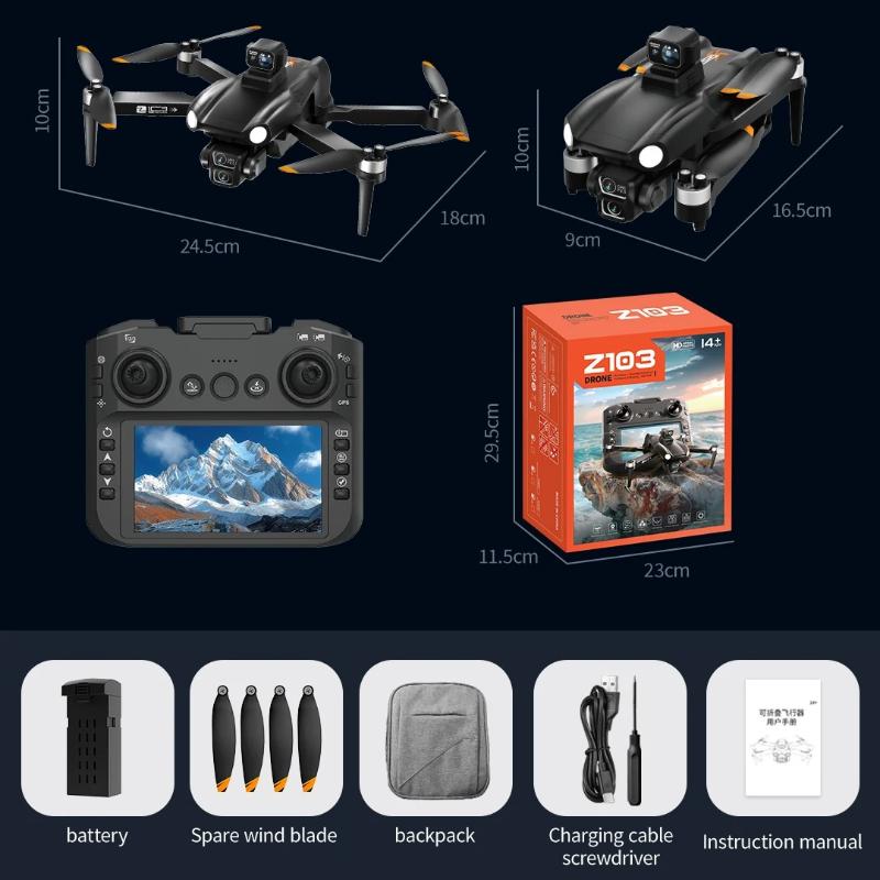 2026 New GPS Z103 Drone 360° Obstacle Avoidance Professional 8K Three Axis Self Stabilization HD Camera Brushless RC Folding Quadcopter Toy Gifts
