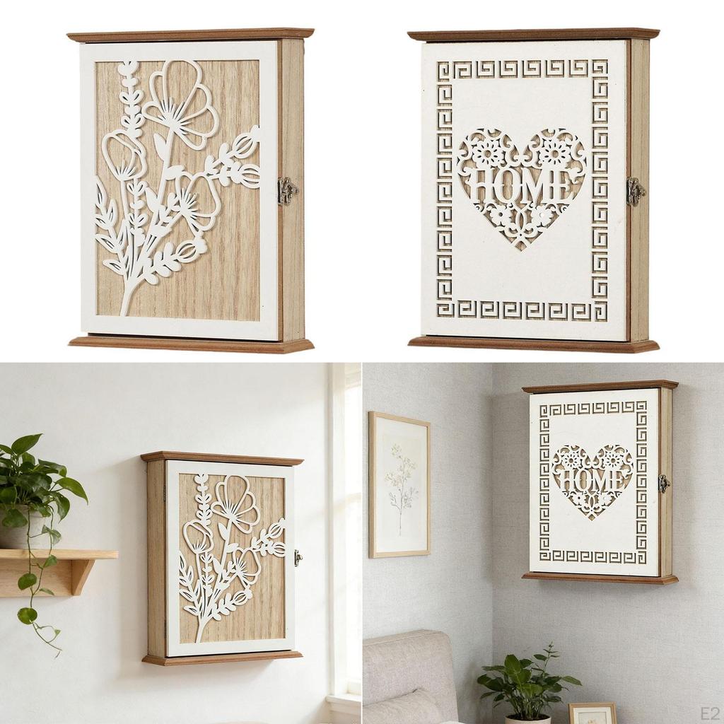 Key Cabinet Wall Mounted, Holder Handmade Solid Storage for Home Doorway Entryway Gift