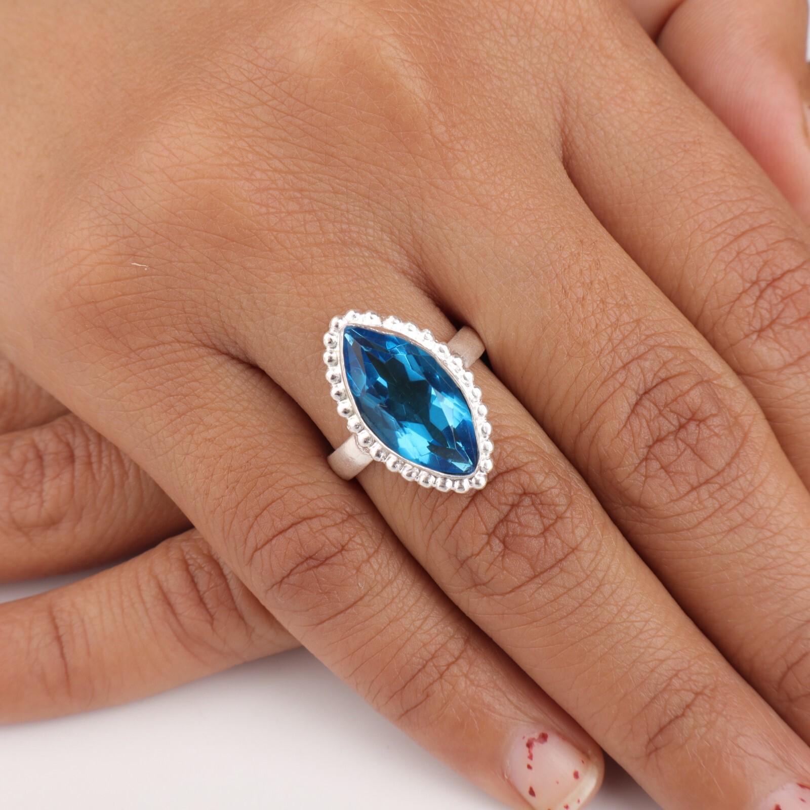 

Натуральный швейцарский голубой топаз драгоценный камень 925 стерлинговое серебро красивое ювелирное кольцо для женщин RR-25-1 12.5