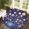Floral Bohemian Style Flannel-printed Round Floor Mats Are Slip-resistant Suitable Living Room Bedroom Terrace Garden Carpets