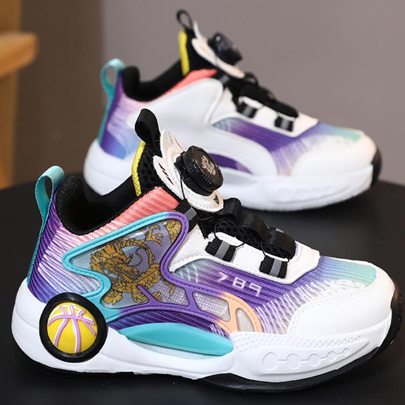 Hot Selling Children's Basketball Shoes High Top Comfortable Sneakers Breathable Rotating Buckle Warm Kids Outdoor Casual Shoes