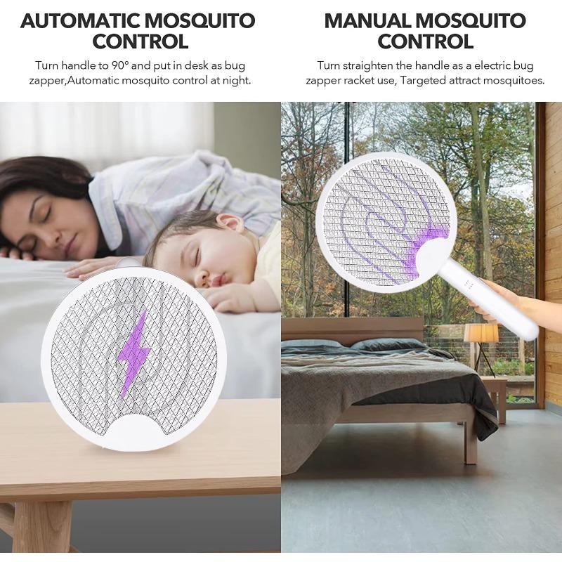 180 Rotating Handle Electric Fly Swatter Foldable Electric Mosquito Killer USB Rechargeable Fly Trap Mosquito for Outdoor