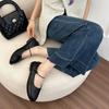 French soft leather retro Mary Jane shoes 2025 summer women's ballet commuting soft-soled shallow mouth flat-soled single shoes grandma shoes