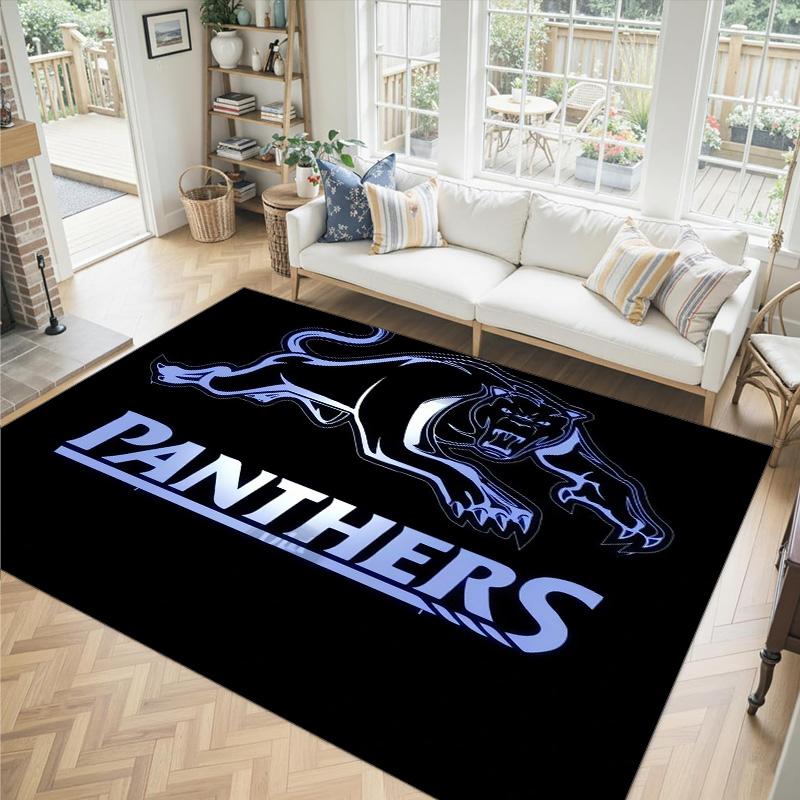 Penrith Panthers Design Crystal Velvet Carpet Cozy Non?Slip Printed Rug For Bedroom Living Room Entrance