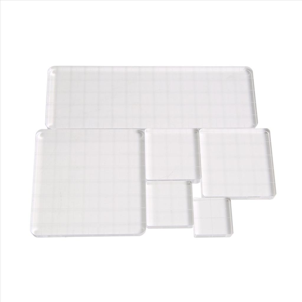 BHBL 6 Pieces Stamp Blocks Acrylic Clear Stamping Blocks Tools with Grid Lines for Scrapbooking Crafts Making