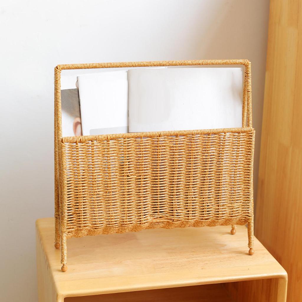 Magazine Rack Display Stand,Standing Shelf Practical Books Woven Storage Basket,Newspapers Holder