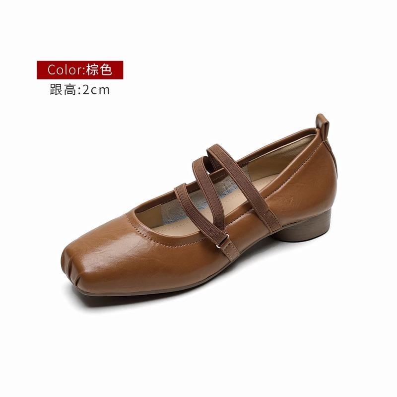 Sheepskin~ Ballet women's shoes Mary Jane shoes new evening shoes thick heel light mouth low heel French single shoes