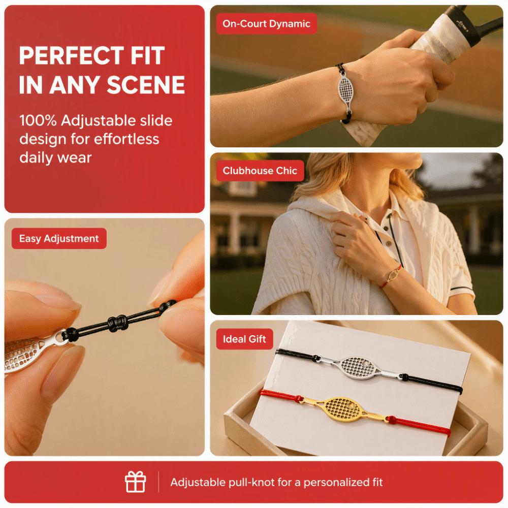 Sport Style Tennis Racket Bangle Stainless Steel Weave Rope Bracelet Sporty Accessories