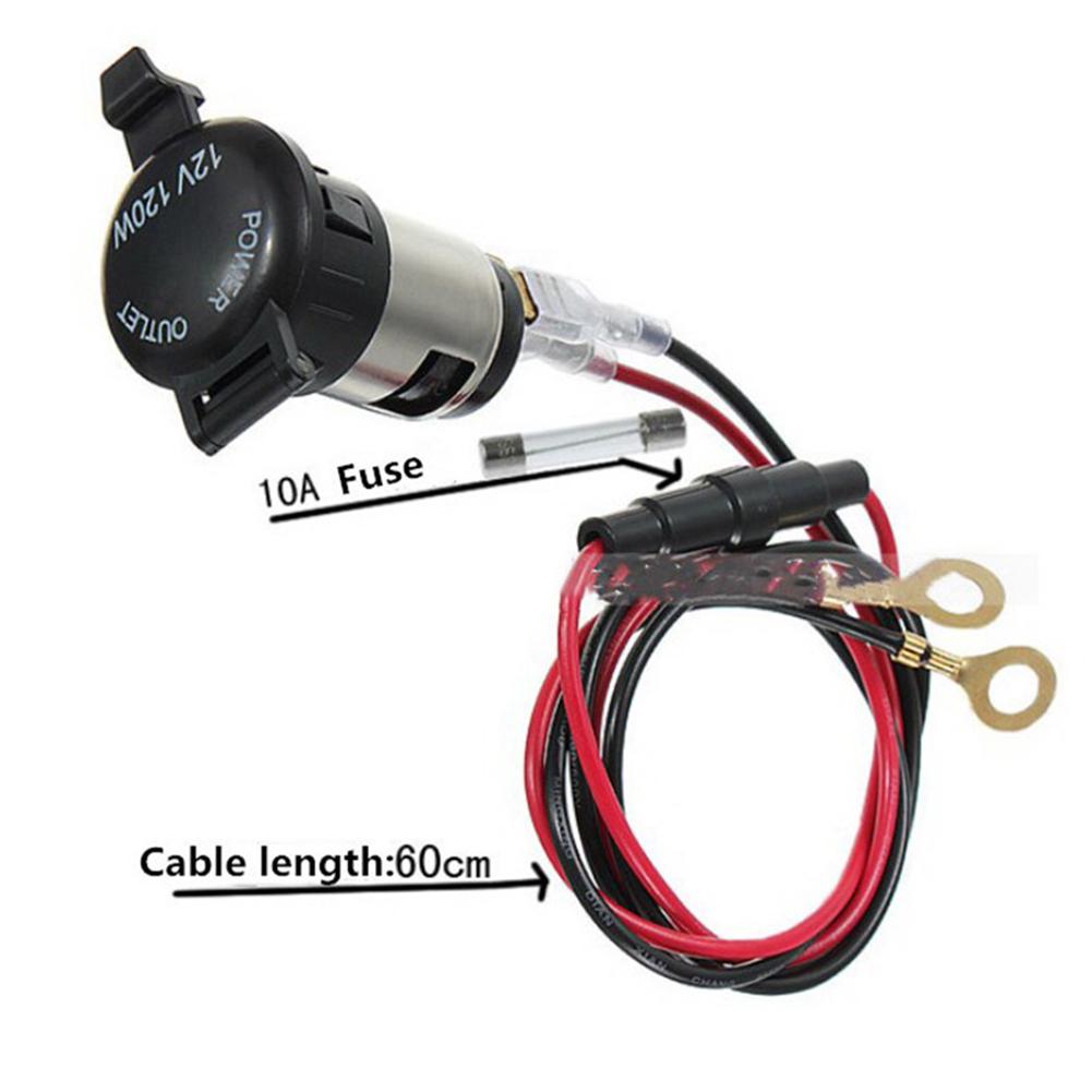 Motorcycle Car Truck Power Adapter with Wire 12V 120W Socket Auto Charger Plug for Outdoor Personal Car Parts Decoration