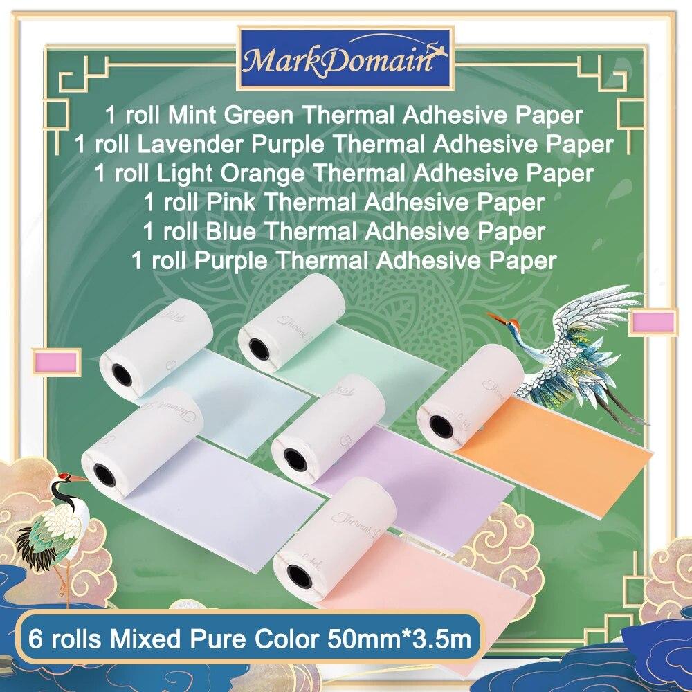 10,5M 3/6 rotoli Carta Termica Adesiva Bianca Etichette Termiche Trasparenti Adesive Carta Adesiva Stampabile Personalizzata per Stampante M02/M03