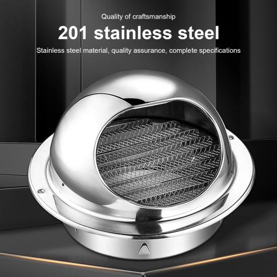 Ventilation Cover Thickened Easy Installation Long Durability Stainless Steel Round Bull Nosed Extractor Wall Vent Outlet for Home Office Restaurant