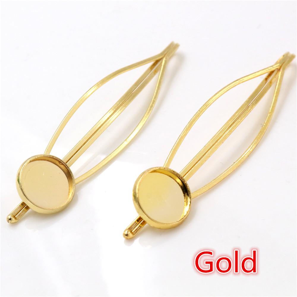 Fashion 12mm 10pcs 5 Styles High Quality 6 Colors Copper Material Hairpin Hair Clips Hairpin Base Setting Cabochon Cameo Base