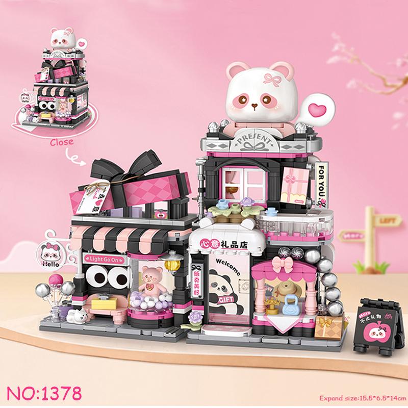 Mini city Street view Architectural landscape model Creative folding blocks toy Takoyaki Shop Coffee shop Christmas gift