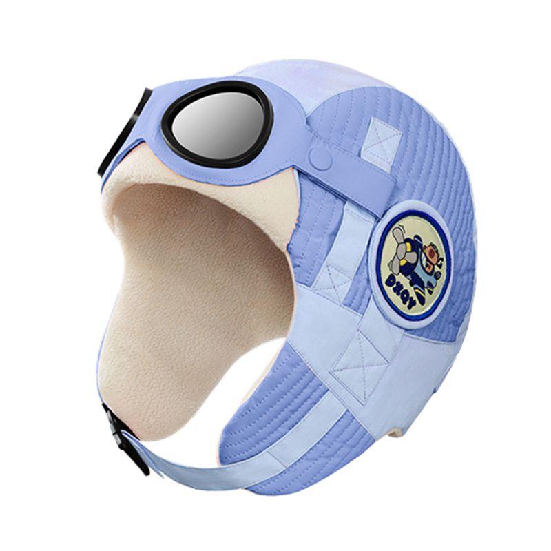 Children's Winter Pilot-Style Thickened Fleece-Lined Balaclava Hat with Goggles Ski Hat