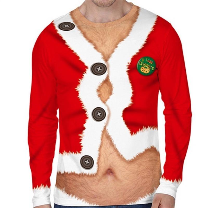 3D Print Christmas Funny Ugly Long Sleeve Tshirt For Men Women Novelty Casual Oversized Tee Shirts Top Clothes Mens In Shirt