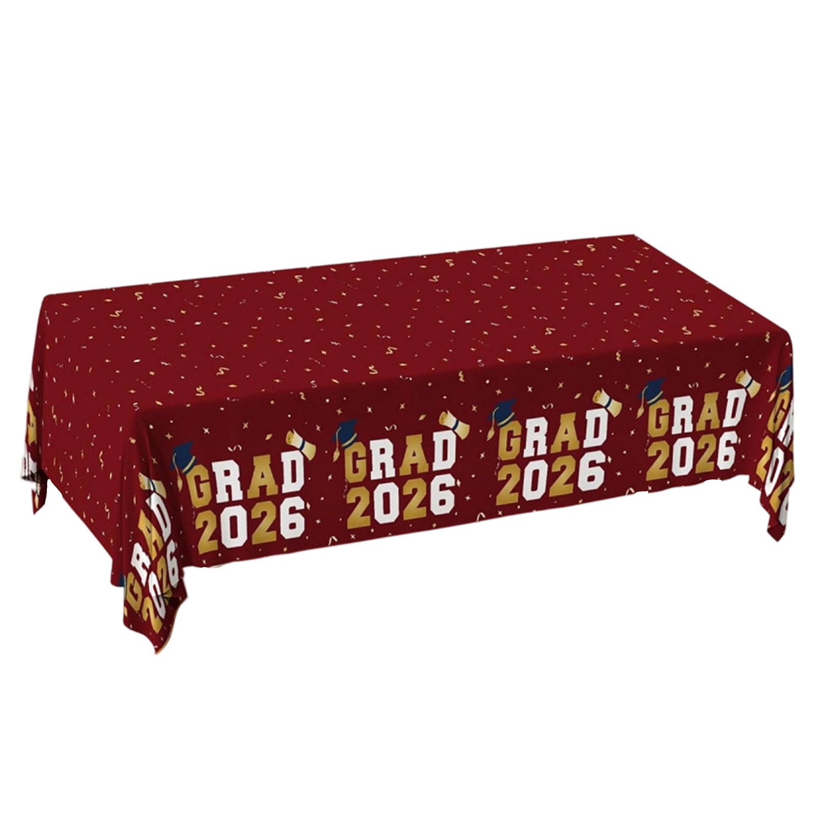 

Graduation 2026 Tablecloth Disposable Plastic Table Cover for Graduation Party Decorations School Events and Gatherings One Size винний