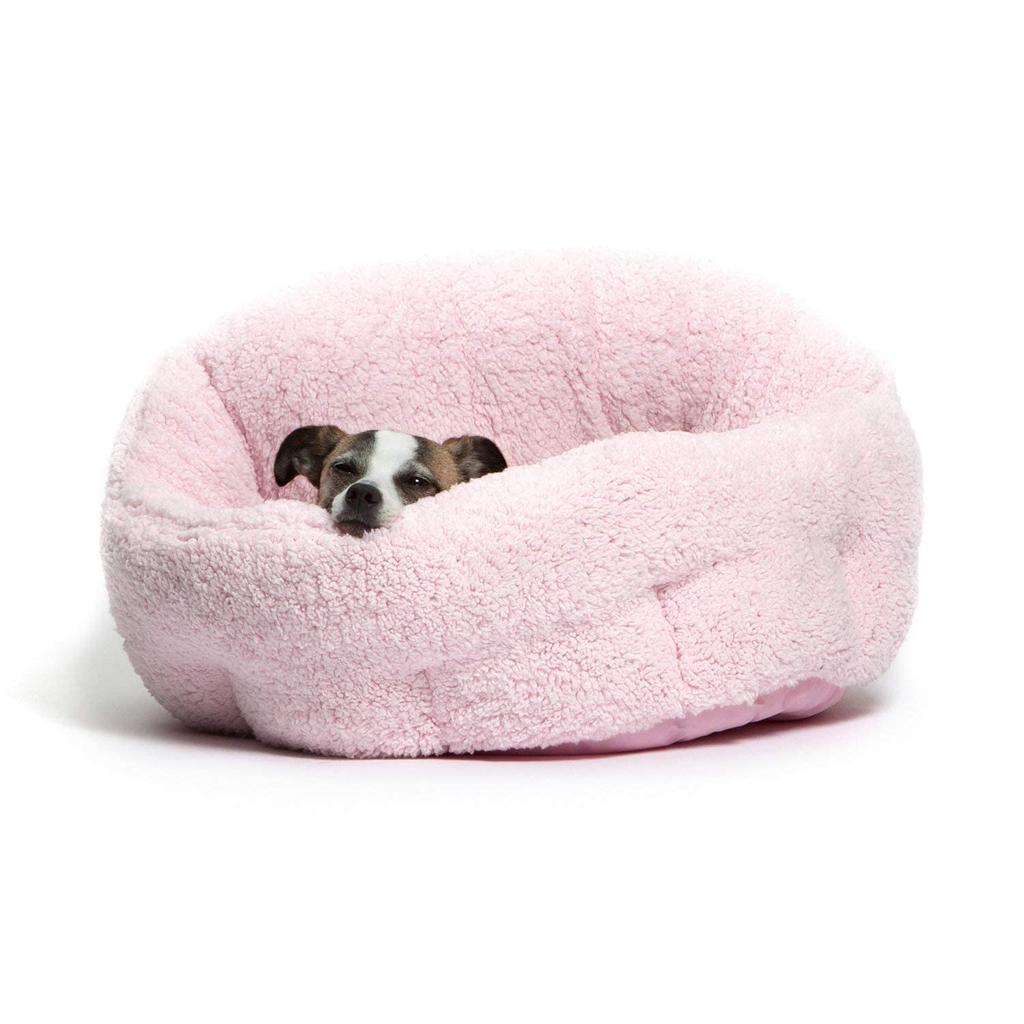 Washable Dog Bed for Winter for Small and Warm Official UK Elements Product (Perfect Cats, Dogs, Puppies) - Fluffy, Stretchy, Bed, (Pink)