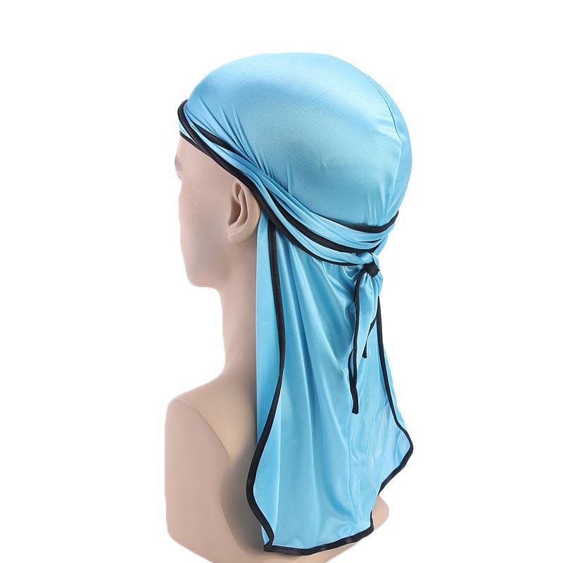 Breathable Unisex Satin Bandana Hat Silky Durag Do Doo Du Rag Long Tail Headwrap