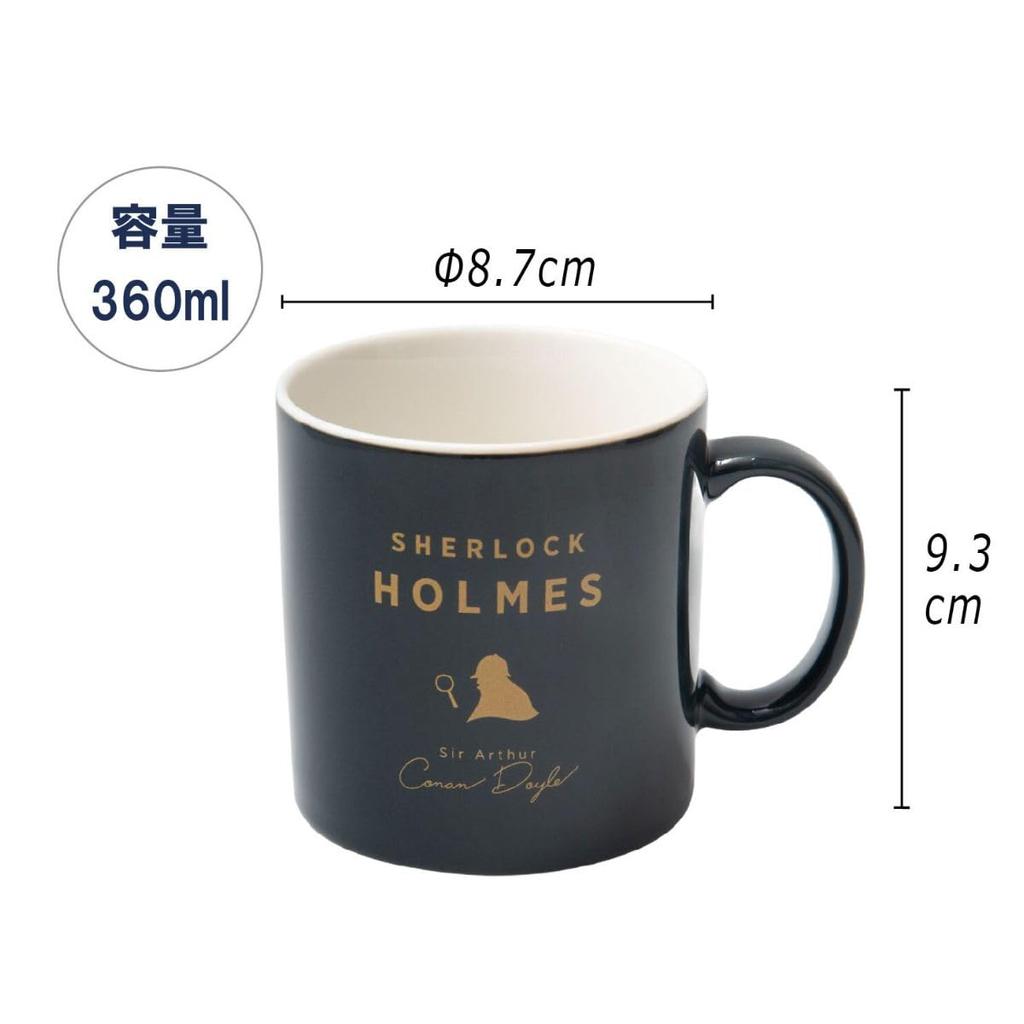 HAYAKAWA FACTORY Arthur Conan Doyle Sherlock Holmes Made In Japan Mug, 360ml, (Gray/Matte Gold)