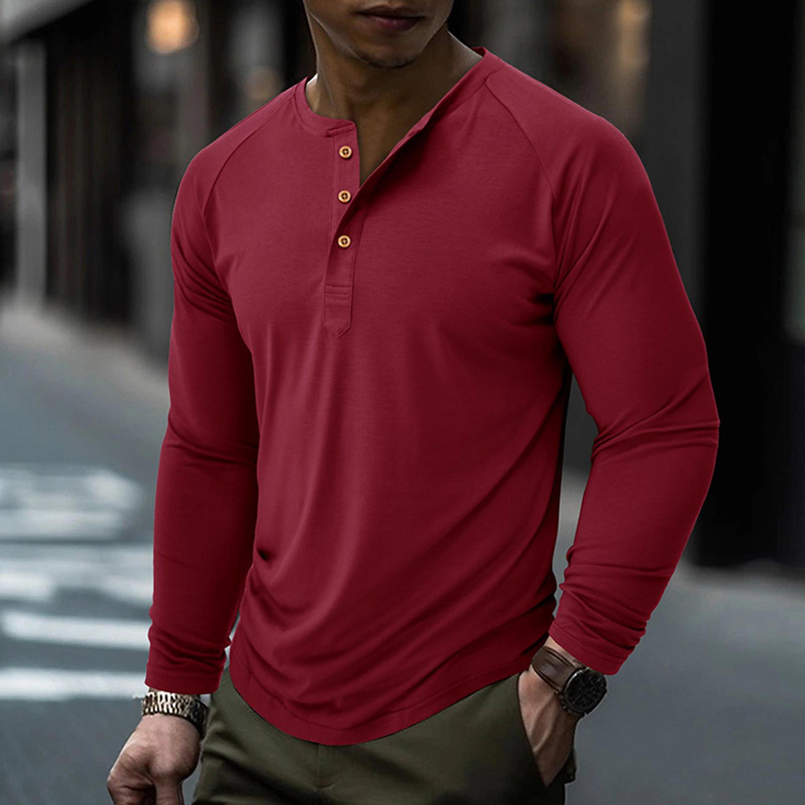 Men s Solid Color Long Sleeve Tops Men s Casual Fashion Long Sleeve Tops S