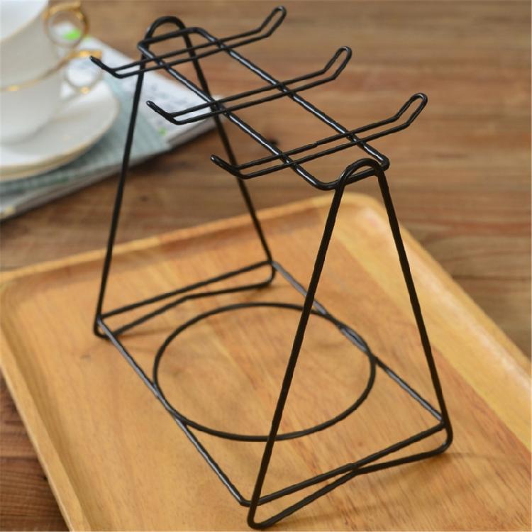 Stylish Black Triangles Coffee Cup Display Rack Designs Accessory for Kitchen Counters and Office Spaces Saving