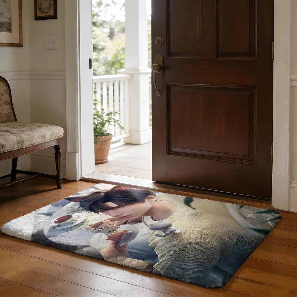 Floor Mat Soft Flannel Rug Non-Slip Absorbent Mat for Bathroom Bedroom Home Decor Z-Zayne Deepspace Love