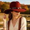 Wolliger Western-Cowboyhut Fedora-Hut Zylinder Mode-Jazzhut Damen