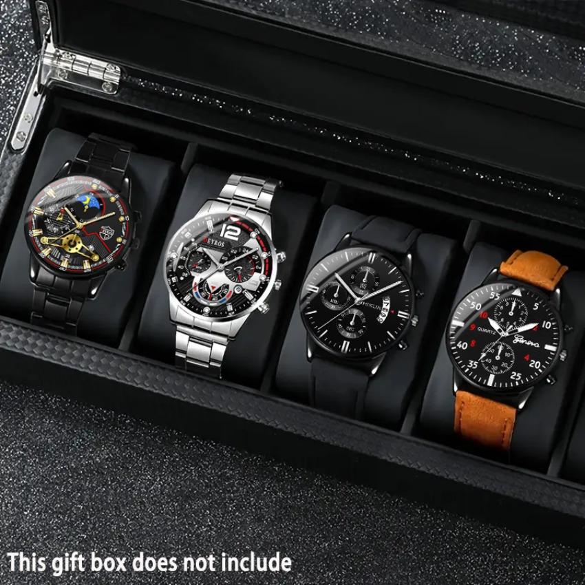 4 Pcs/Set Fashion Men s Watches Round Men Quartz Wrist Watch Casual Business Mens Clock Set No