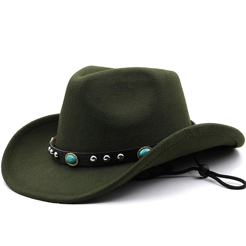 Cappelli da cowboy europei e americani delle regioni occidentali, cappelli a cilindro in lana alla moda maschile e femminile, cappelli da cowboy tibetani in stile etnico