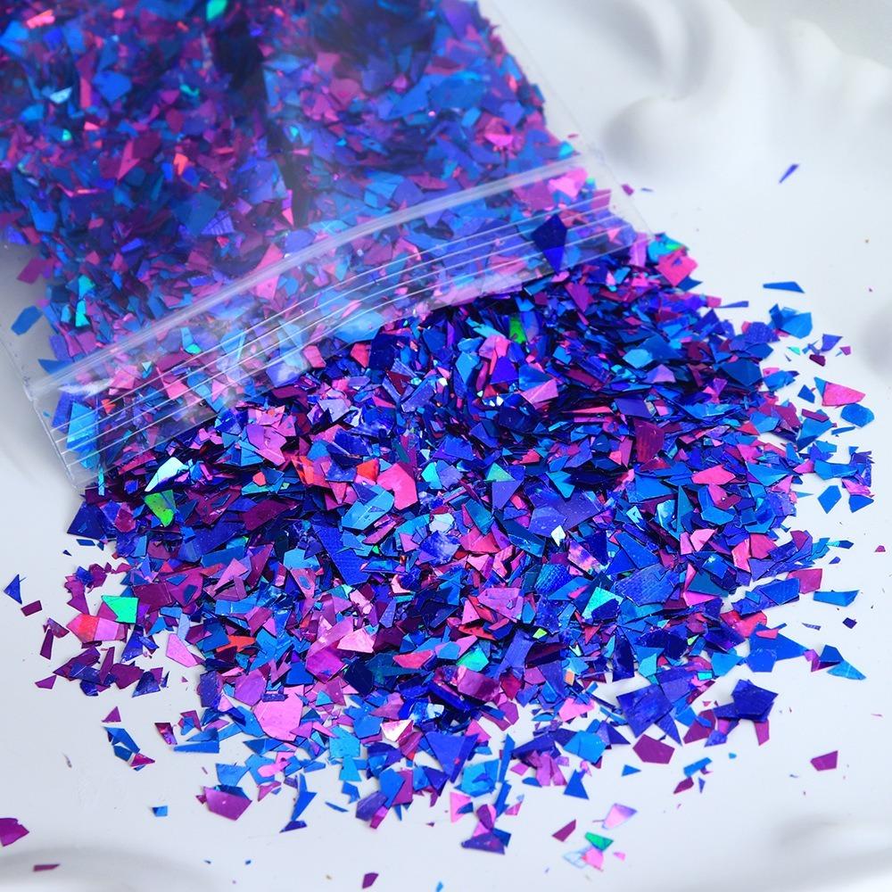 Iridescent Nail Art Sequins Irregular Shape 3D Holographic Nail Decorations Shiny Fragment Holographic Glitter Flakes