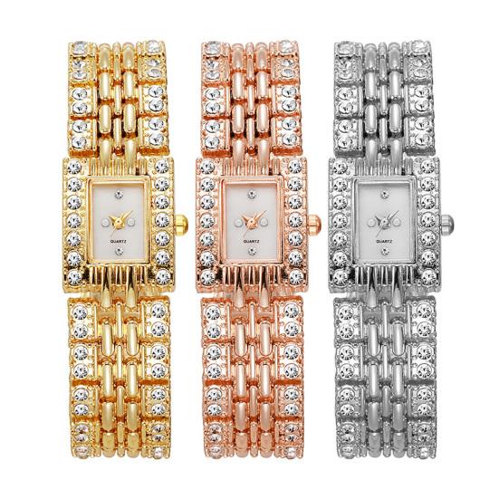 Women Rhinestone Bracelet Watch Classic Casual Quartz Movement Bangle Formal Dress Square Dial Wristwatch Jewelry Accessories