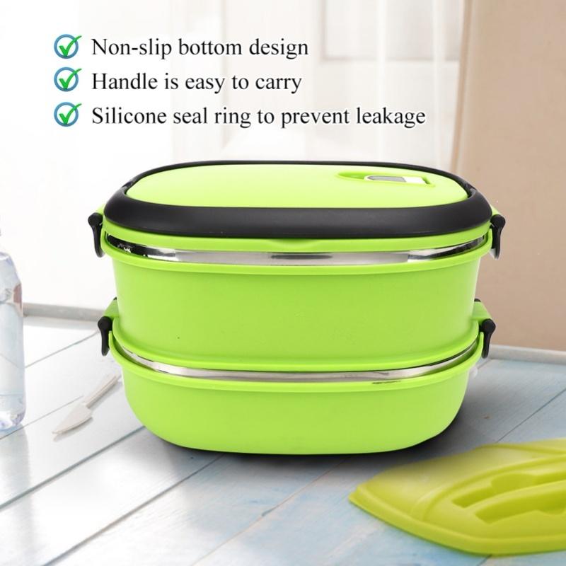 Tragbare Isolier-Thermo-Edelstahl-Lunchbox Lebensmittelbehälter für Picknick im FreienDoppellagig