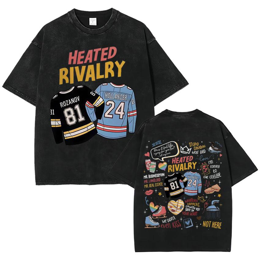 2026 Heated Rivalry Ilya Rozanov 81 Trendy Graphics T Shirt Vintage Washed Mens Oversized Cotton Crewneck Cozy Tshirt Teenagers