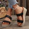 Fashion Women Shoes Plus Size 35-43 Woven Band Wedges Sandals Women Summer Platform High Heels Slippers Woman Weave Thick Sole Sandles