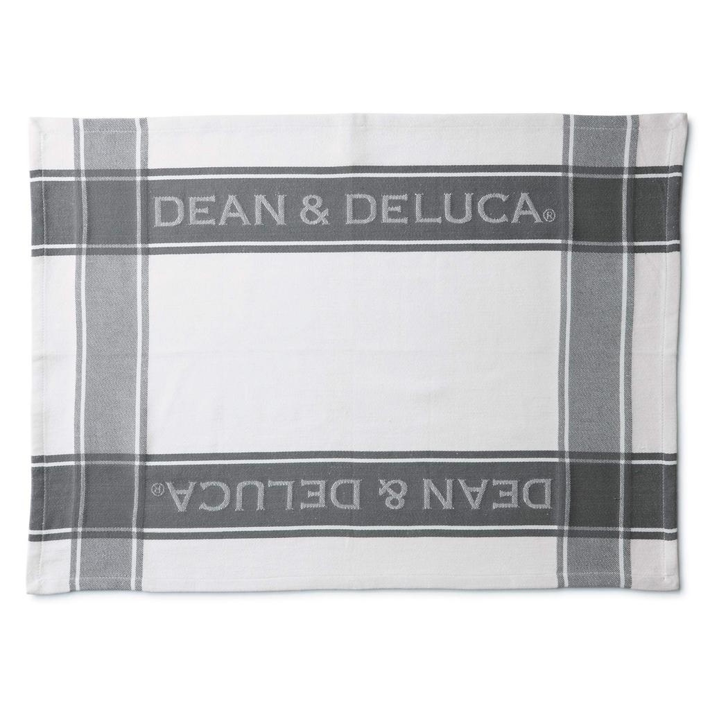 DEAN & DELUCA Prosop de ceai gri, Mare, cu buclă și logo, Prosop de bucătărie, 70x50cm