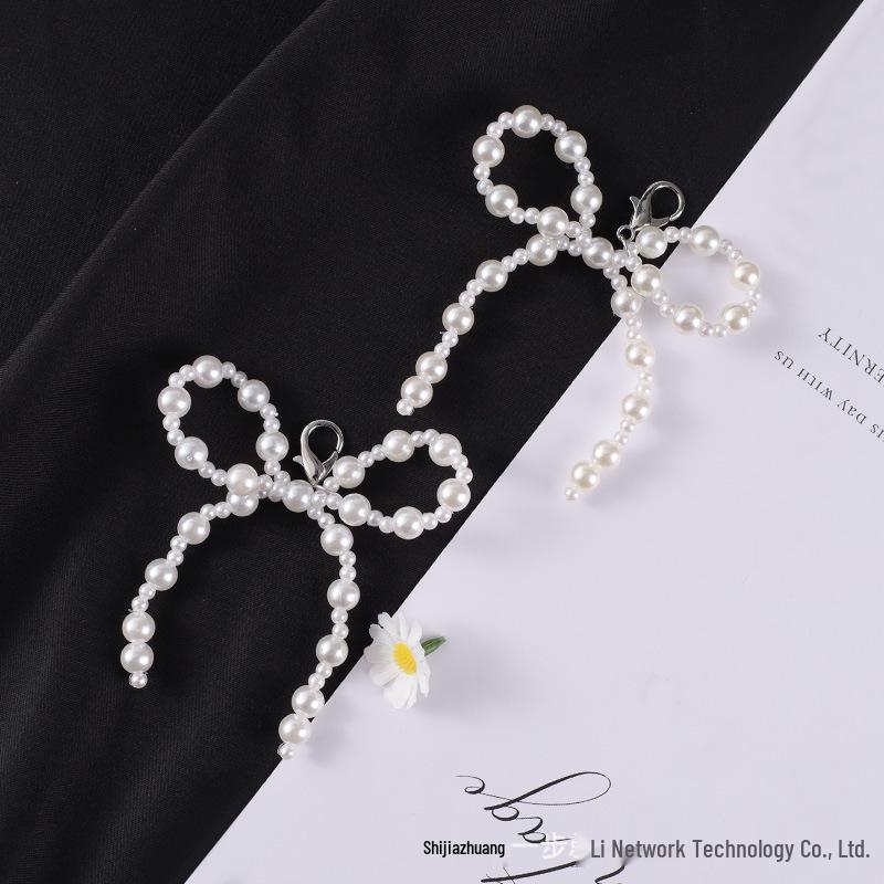 Organza Chiffon Lace Shoelaces with Pearl Buckle - Ballet Style, Off-White, Korean Inspired