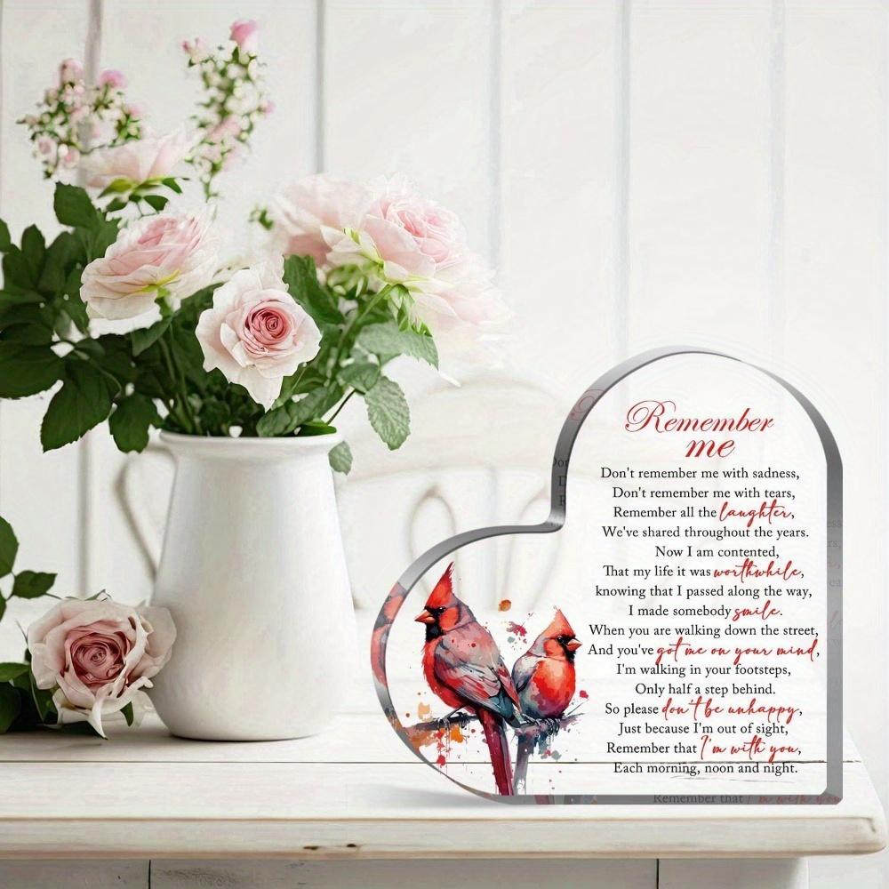 Acrylic Heart Memorial - Sympathy Table Centerpiece for Loss of Loved One