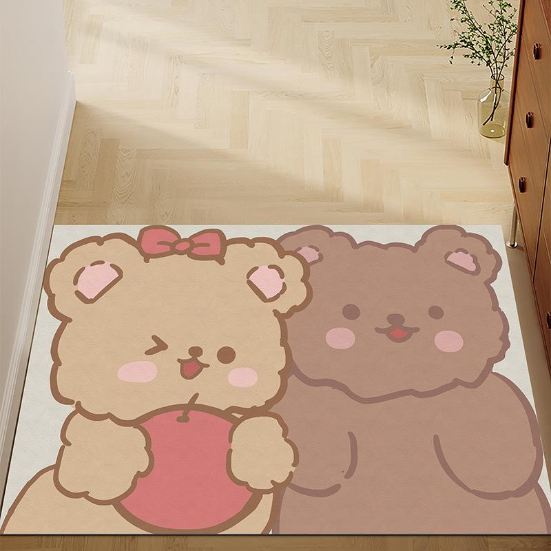 Cute Cat Household Door Floor Mat Leather Floor Mat Entry Door Porch Non-Slip And Wear-Resistant Foot Mat Girl Heart Floor Mat