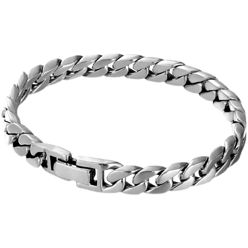 100% S925 Silver Handmade 7MM 8MM Retro Cuban Trend Rough Personality Man Woman Pure S925 Silver Bracelet Jewelry