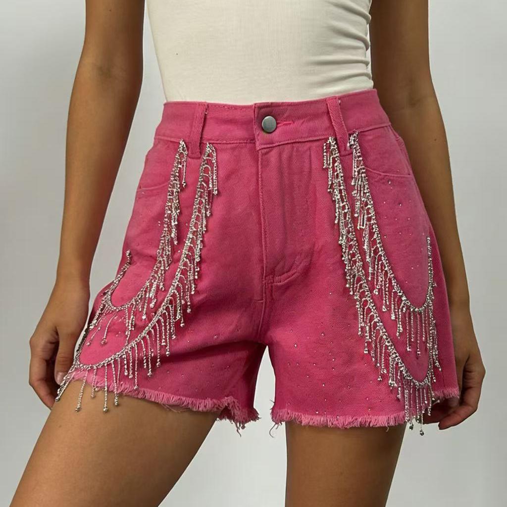 Women's Color Jeans Stretch Slim Fit Distressed Denim Shorts