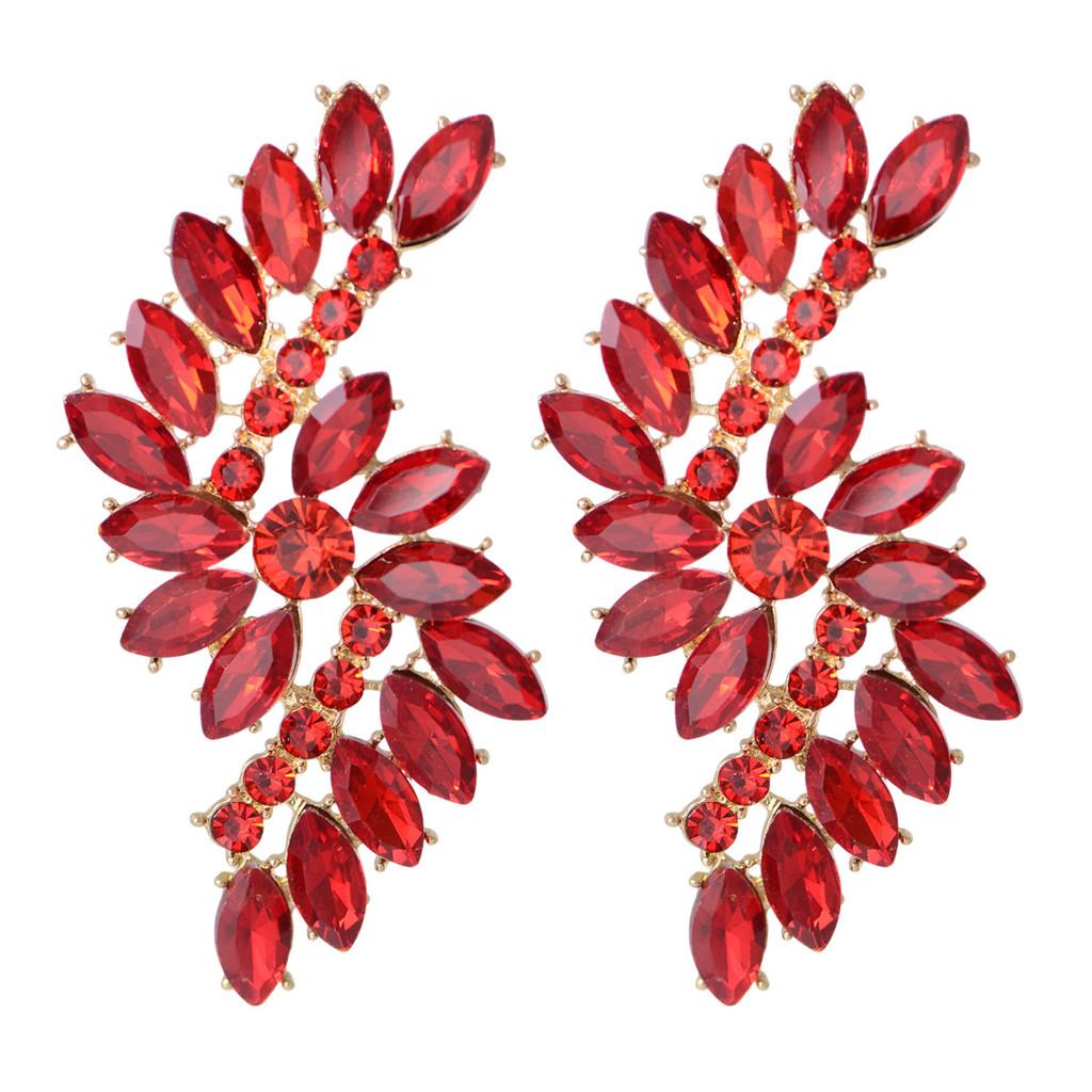 Fashion Geometric Crystal Drop Earrings For Women With Alloy Material Elegant Evening Jewelry