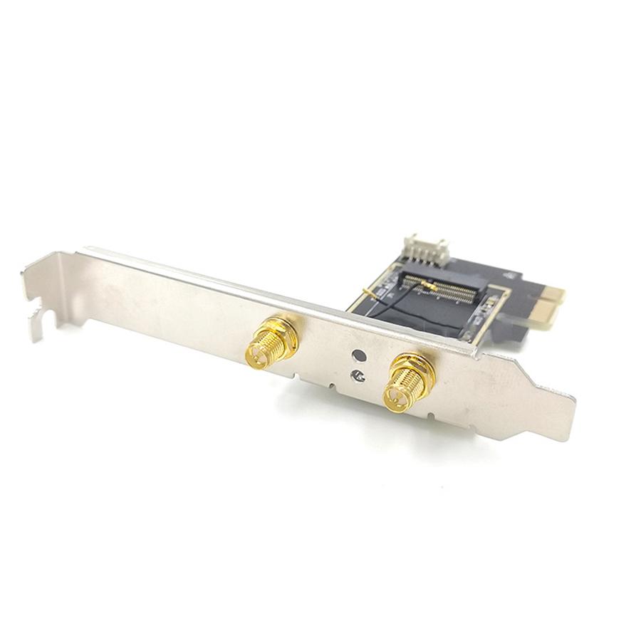 M.2/NGFF to PCI-E Card Board WiFi Bluetooth PC Adapter For Intel AX200 w/Antenna