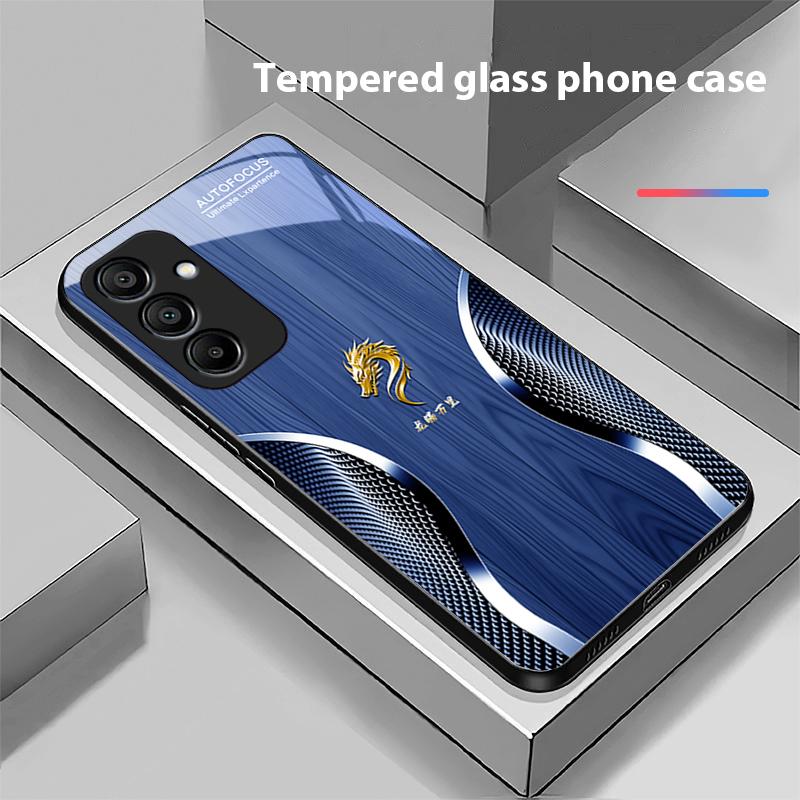 Hölzerner Drache Schwarz Für Samsung Galaxy A15 5G 54 4G 51 50 24 35 90 71 12 51 53 52S 80 22 34 Schwarze Hartglas Handyhülle