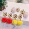 Cute Pompom Ball Snowflake Tassel Earrings Christmas Sweet Fashion Plush Earrings Jewelry For Women Girls Gifts