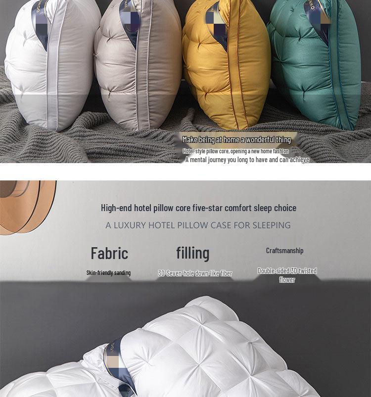 Twisted Star Hotel Neck Support Pillow - 48x74cm, Non-Collapsing, High & Low Design, Washable Core