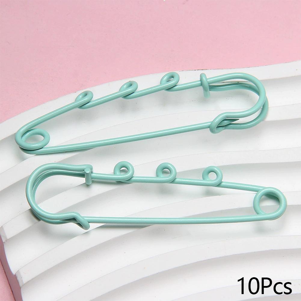 10pcs Metal Safety Pins Brooch Sewing Clothes Pins With 3Loops For Tags DIY Crafts Jewelry Making Findings